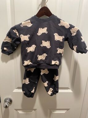 H&M Charcoal Gray Kids Sweatshirt with Sweatpants Set EUC